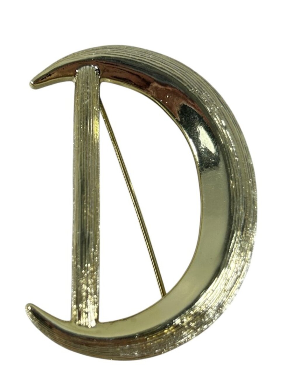 Vintage AJC Gold Tone Letter D Brooch Large Initial Monogram Statement Pin